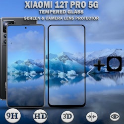 1-Pack Xiaomi 12T Pro (5G) Skärmskydd & 1-Pack linsskydd - Härdat Glas 9H - Super kvalitet 3D