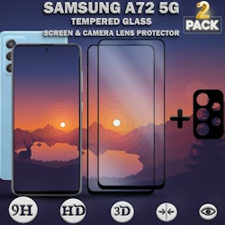 2-Pack Samsung A72 5G & 1-Pack linsskydd - Härdat Glas 9H - Super kvalitet 3D