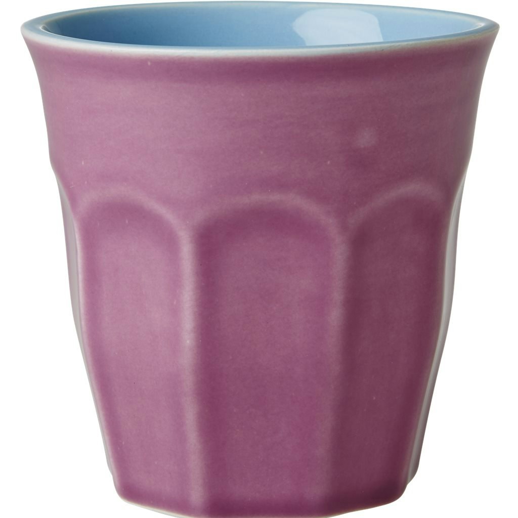 Stor kopp i keramikk fra RICE - Mørk lavendellila & pastellblått