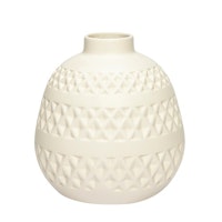 Vakker hvit keramikkvase / blomstervase med mønster fra danske Hübsch