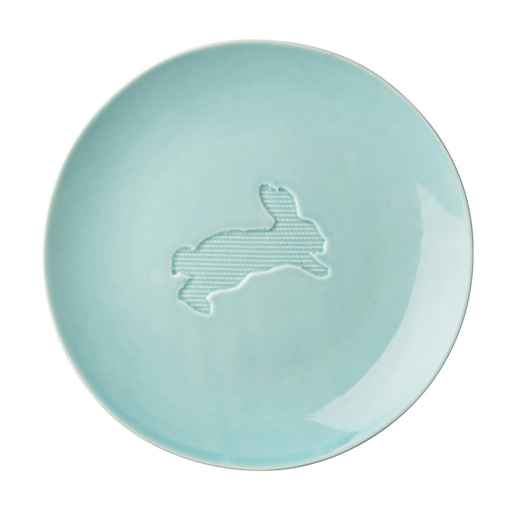 Keramikktallerken - mint - med hare (22 cm) fra RICE