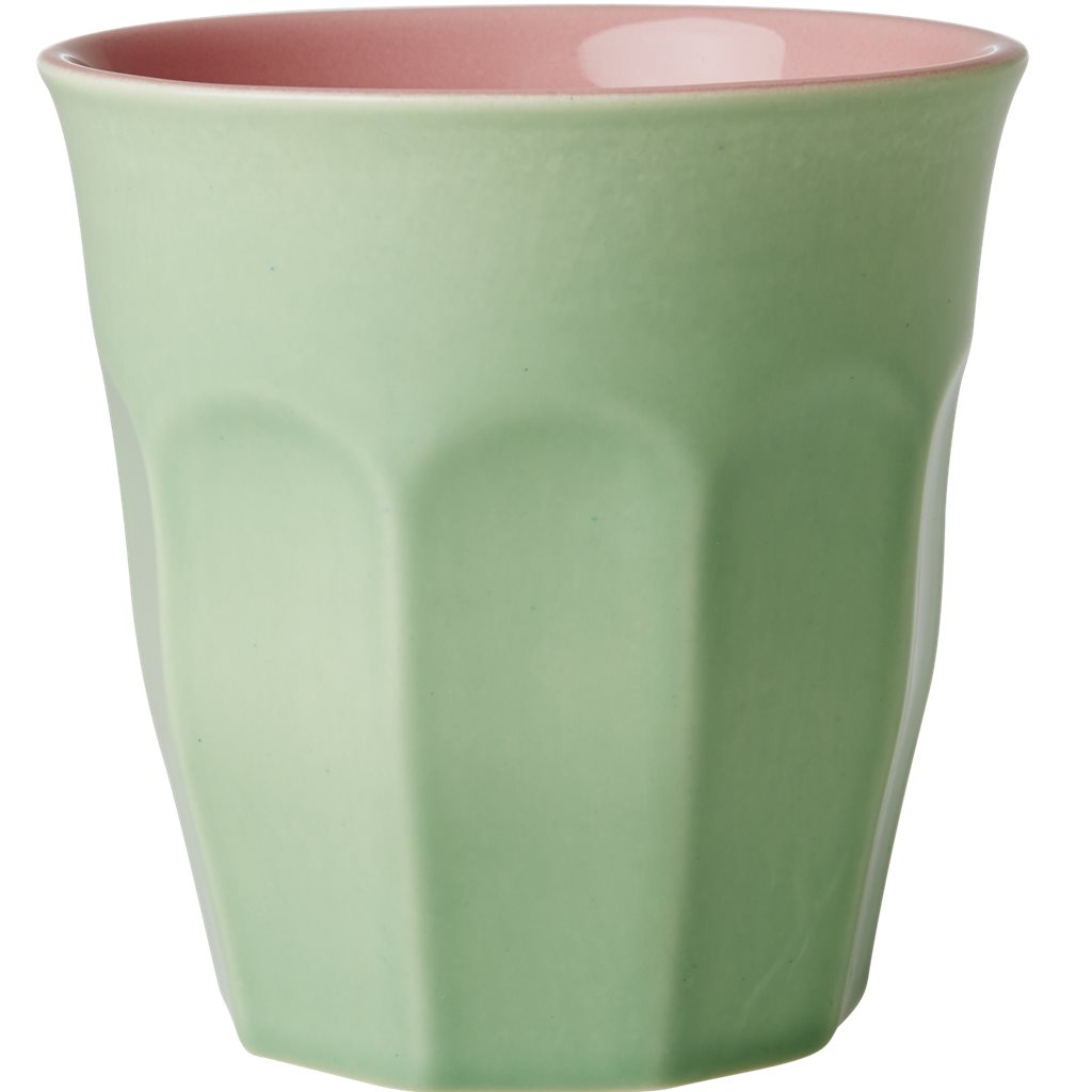 Stor keramikkop fra RICE - Lys grøn & rosa
