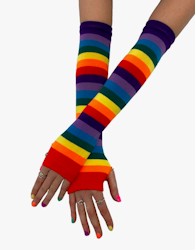 Rainbow Stripes Fingerlösa Handskar