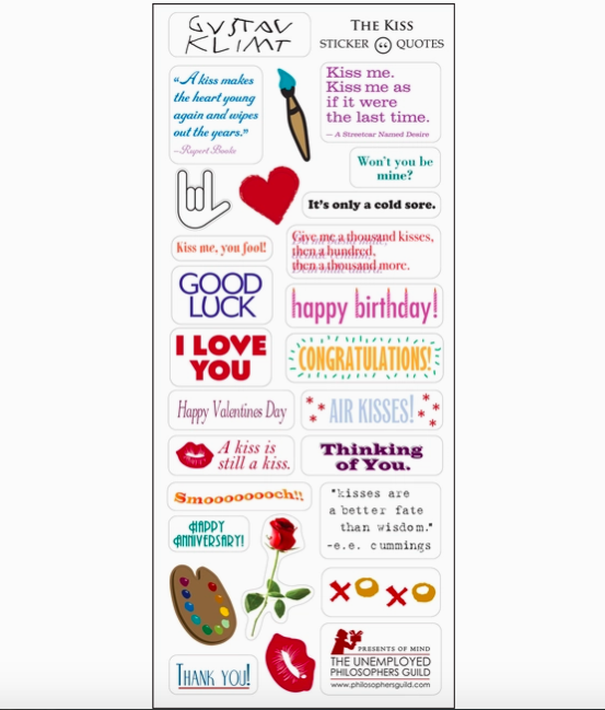 Klimt The Kiss - kort med stickers