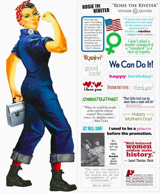 Rosie The Riveter - kort med stickers