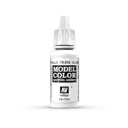 Vallejo Model Color, akrylfärg flaska 17ml: Skinande Vit (Gloss white) 70842