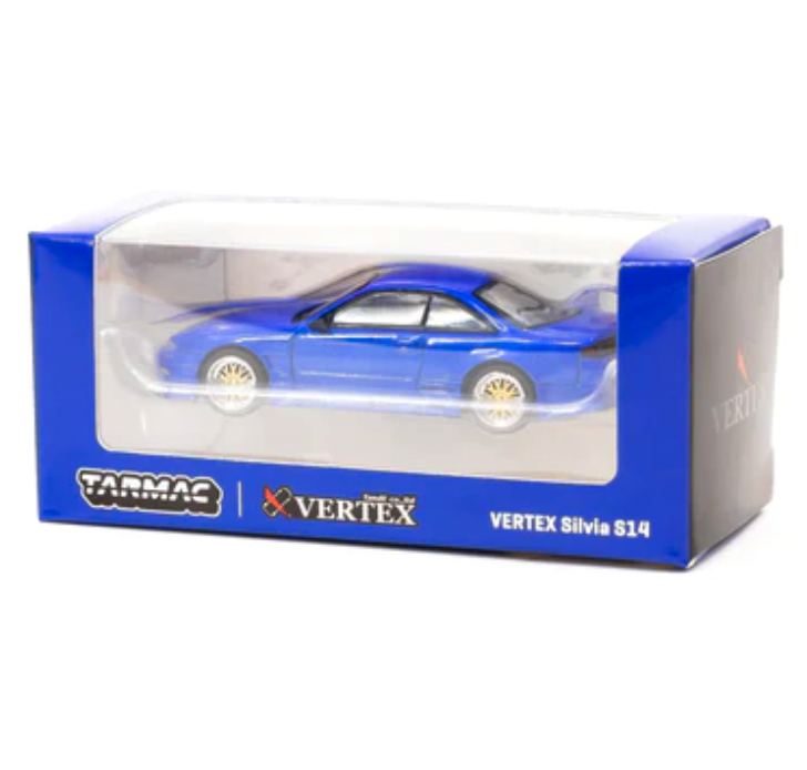 Skala 1/64  Vertex Nissan Silvia S14, Blue metallic fr TARMAC works, Global64