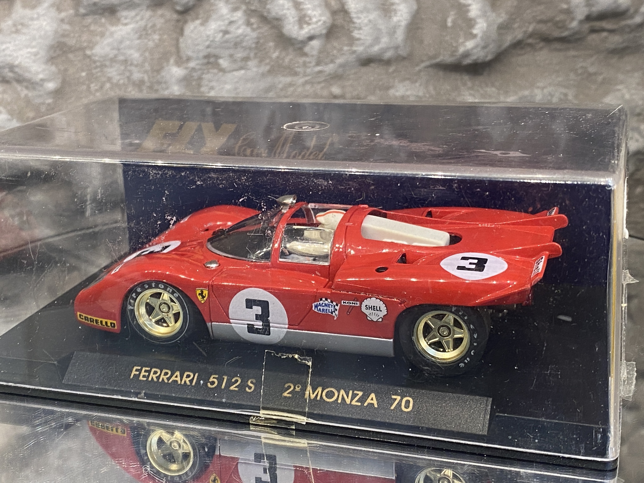 Kopia Scale 1/32 Analogue FLY slotcar: Ferrari 512 #3 Monza 70'