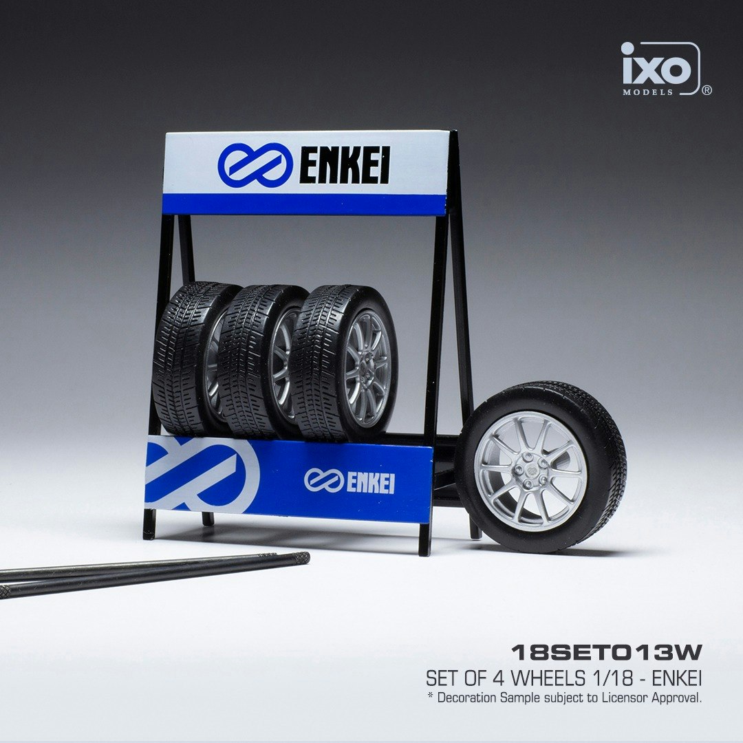 Kopia Skala 1/18 Racing-set 4 Hjul med ställ/SET of 4 WHEELS 1/18 - ENKEI fr IXO Models