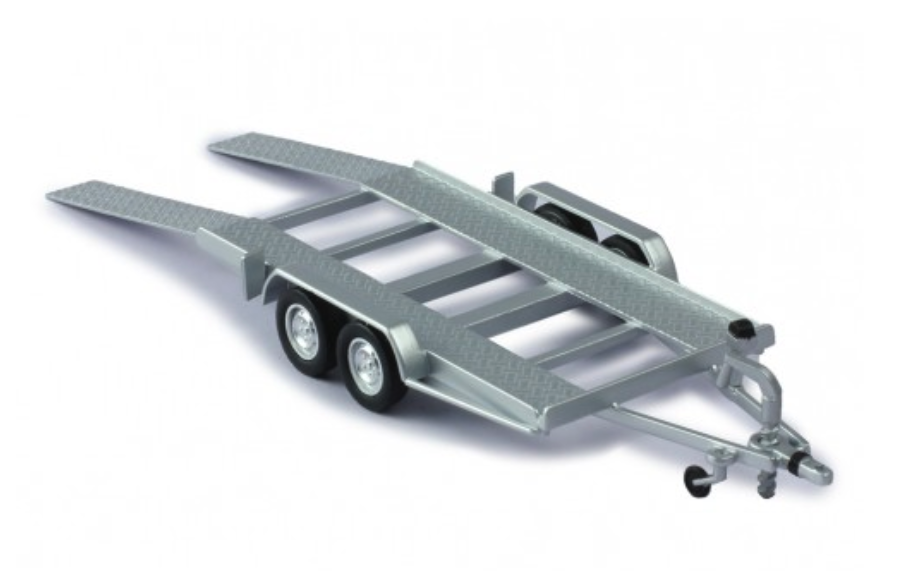Skala 1/43 Biltransport, Boggie bilsläp /trailer, Silvrigt, från IXO Models
