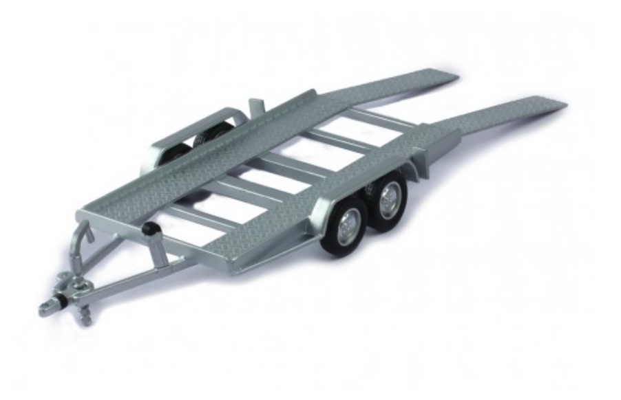 Skala 1/43 Biltransport, Boggie bilsläp /trailer, Silvrigt, från IXO Models