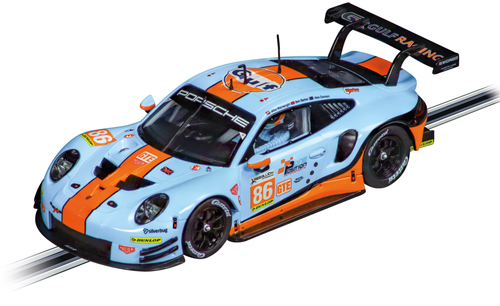 Skala 1/32 Analog slotcar fr Carrera: Porsche 911 RSR "Gulf Racing, Mike Wainwright, No.86", Silverstone 2018