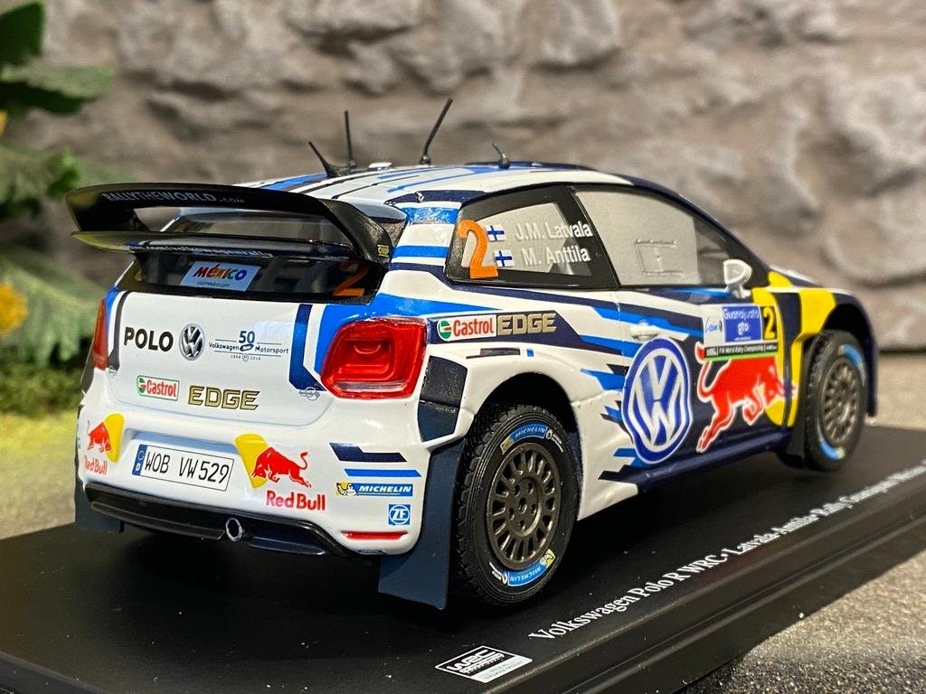 Skala 1/24 2016 Volkswagen Polo R WRC #2 Latvala/Anttila Rally Guanajuato Mexico