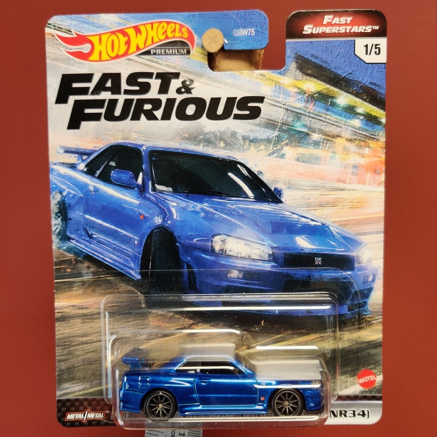 Skala 1/64 Hot Wheels Premium, Fast & Furious, NiSSAN SKYLINE GTR (BNR34)