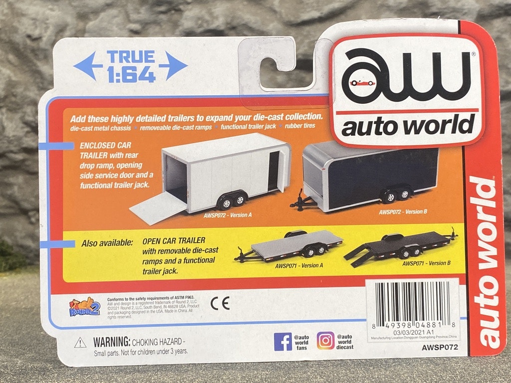 Skala 1/64 - Stängd Bil-Trailer, Svart, från Auto World