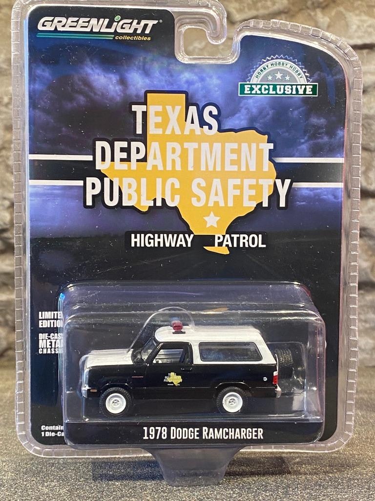 Skala 1/64 Dodge Ramcharger 78' "Texas Department Public Safety" från Greenlight Excl.