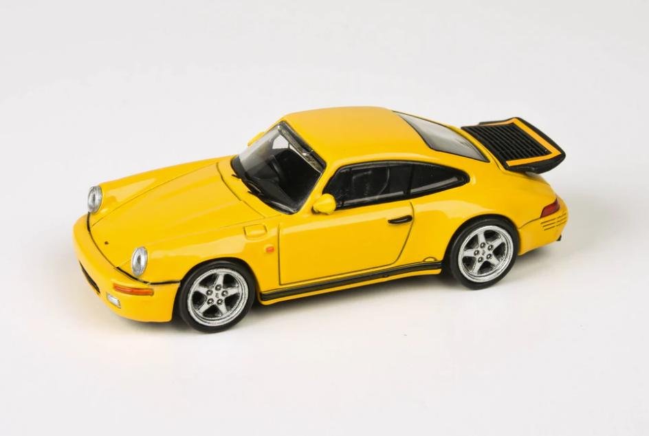 Skala 1/64 Porsche 911, 1987 RUF CTR "Yellowbird" Vänsterstyrd, Gul fr Para 64