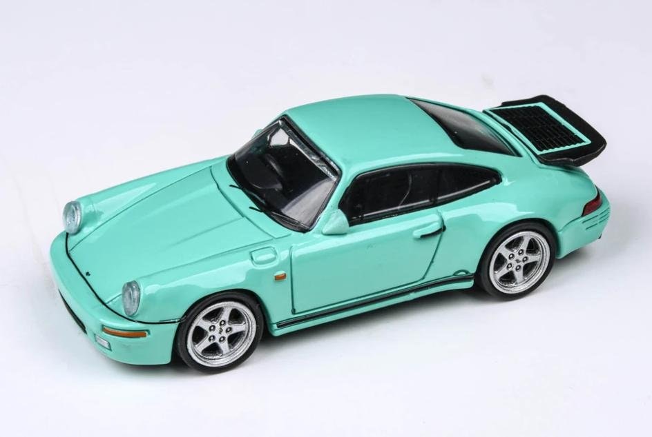 Skala 1/64 Porsche 911, 1987 RUF CTR "Yellowbird" V-styrd, Mintgrön fr Para 64