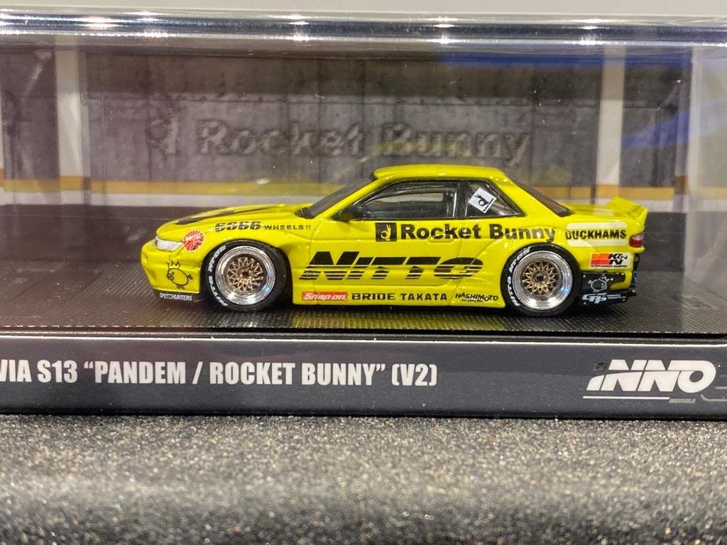 Skala 1/64 Nissan Silvia (S13) Rocket Bunny (V2) Gul fr Inno64