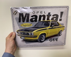 NYHET! Plåtskylt ca 30 x 40 cm Motiv: OPEL Manta GT/E Original