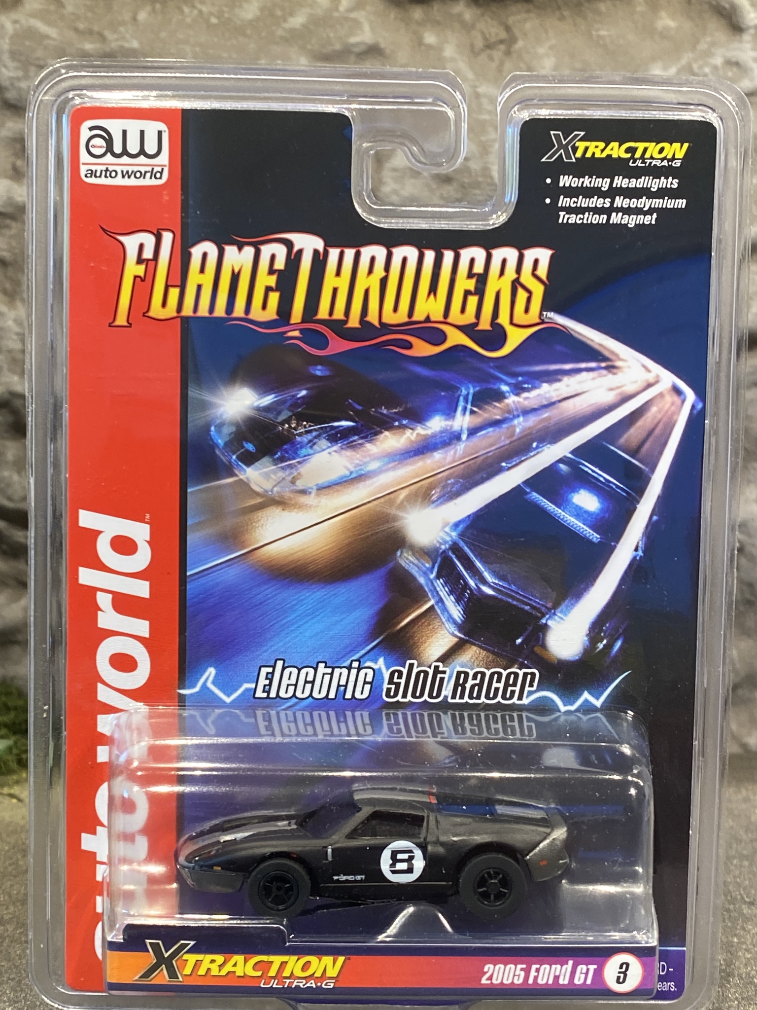 Skala 1/64 Bil för Bilbana, Ford GT 2005, "Flame Throwers" från Auto World