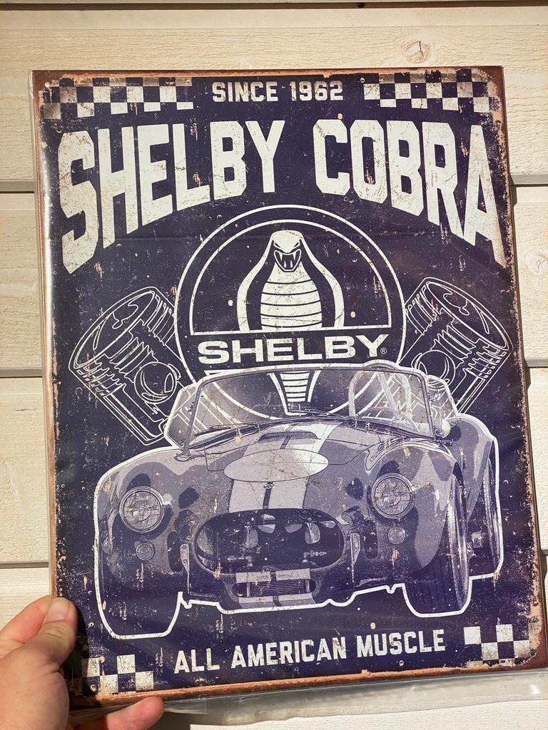 Plåtskylt ca 32 x 42 cm Motiv: SHELBY Cobra - All American Muscle