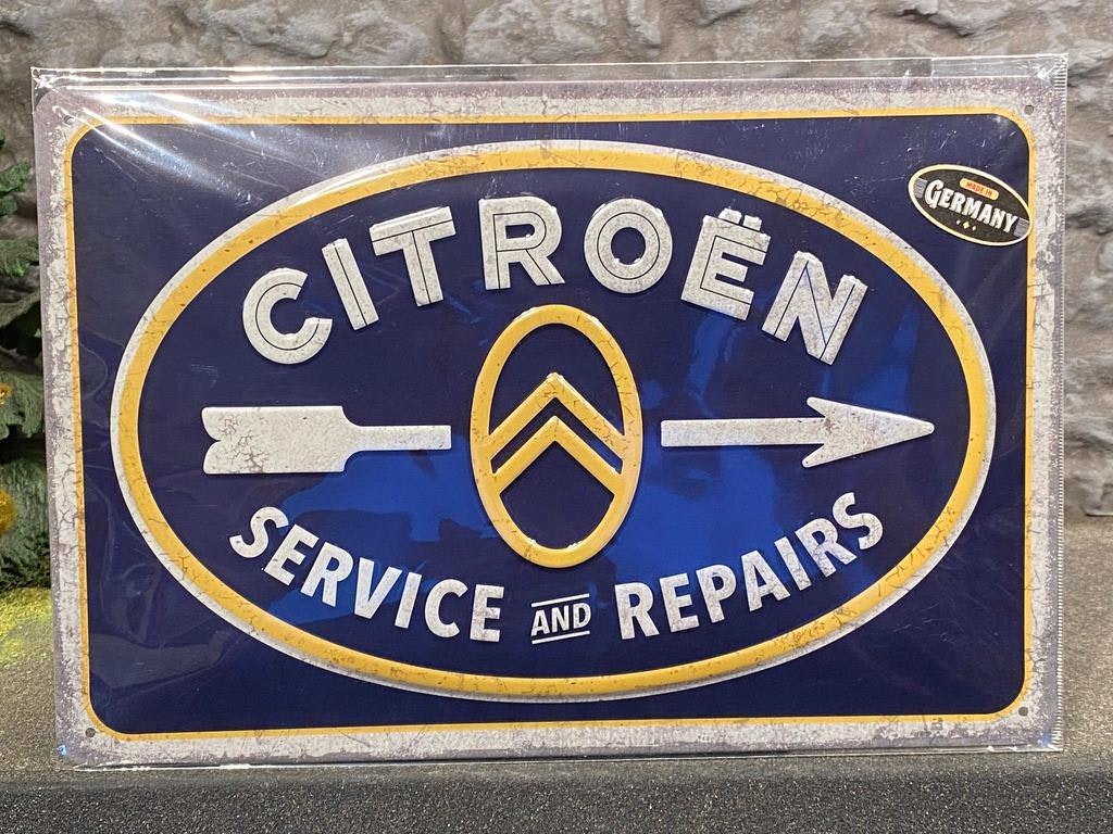 Plåtskylt ca 30 x 20 cm Motiv: Citroen - Service and Repairs