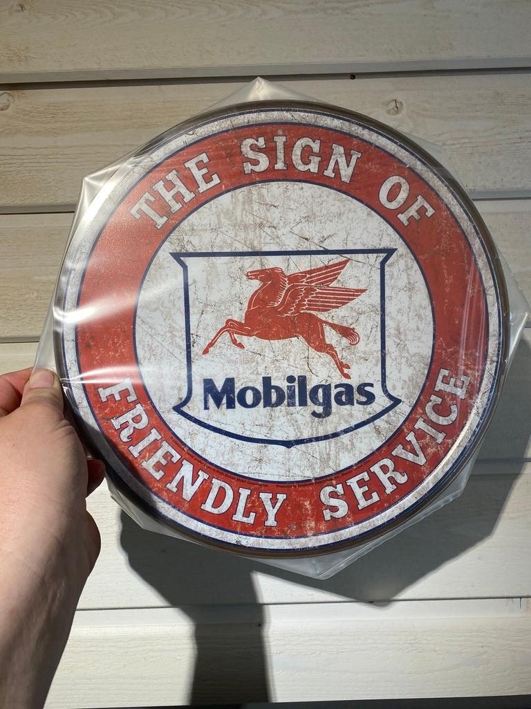 NYHET! Plåtskylt ca 30 cm Motiv: Mobilgas - The Sign of friendly Service