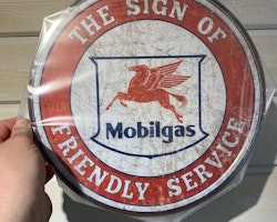 NYHET! Plåtskylt ca 30 cm Motiv: Mobilgas - The Sign of friendly Service