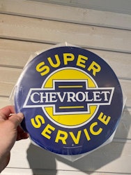 Plåtskylt ca 30 cm Motiv: Super Chevrolet Service