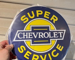 Plåtskylt ca 30 cm Motiv: Super Chevrolet Service