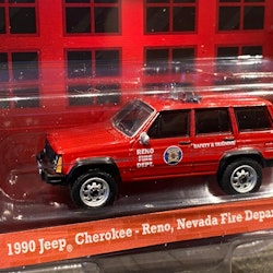 Skala 1/64 Jeep Cherokee 1990' Reno Nevada Fire Dept. fr Greenlight Lmt ed