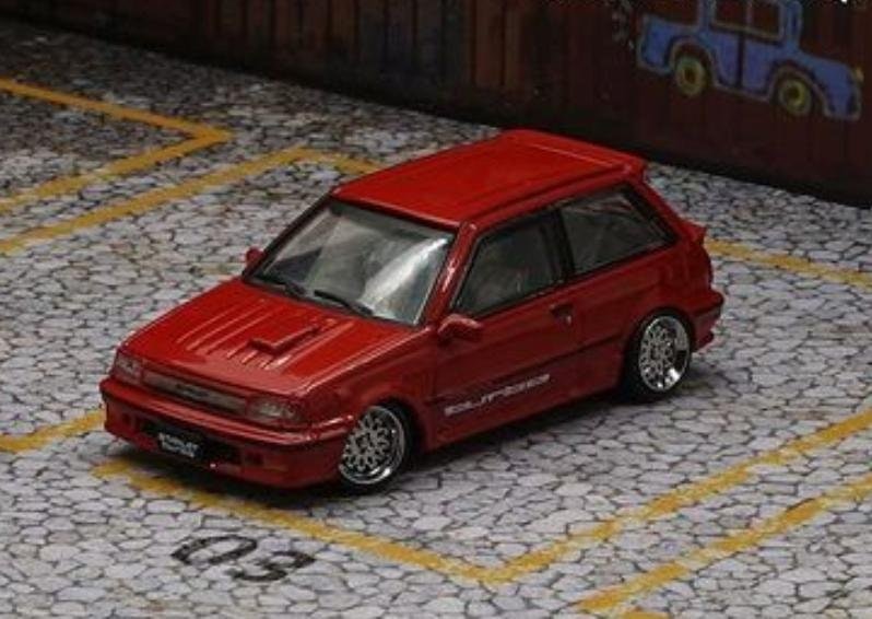 Skala 1/64 Toyota Starlet Turbo S EP71 Röd - DM Diecast Masters BM Creations