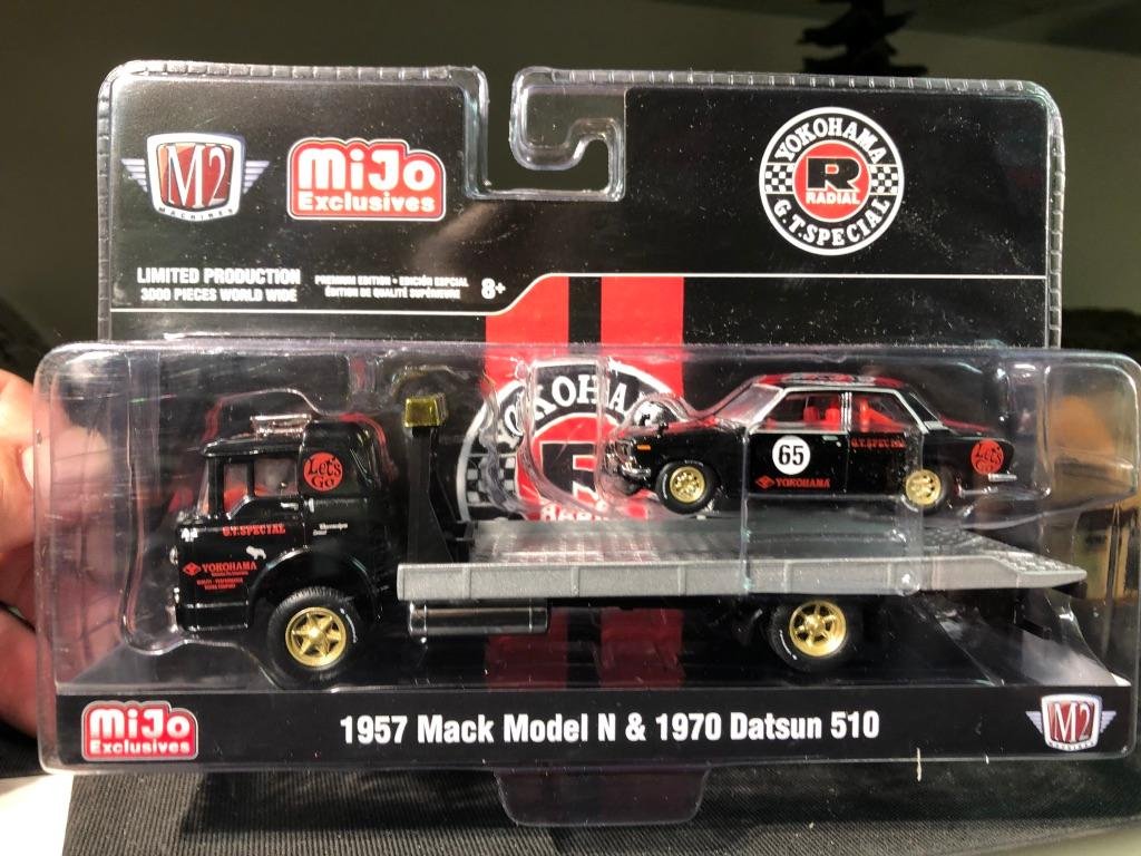 Skala 1/64 Mack Mod N & Datsun 510 70' "YOKOHAMA" fr M2 Machines MiJo Exclusive