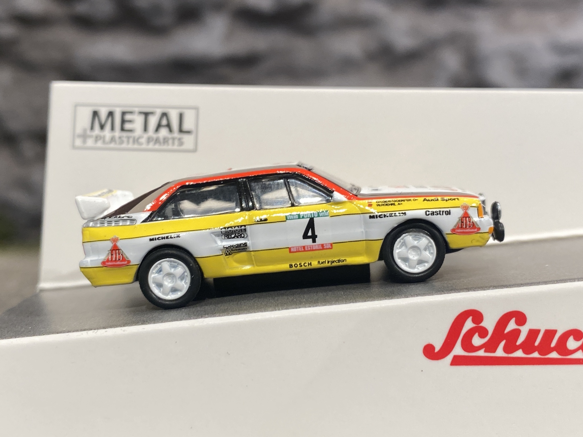Skala 1/87 - Audi Quattro "Rallye Portugal"  i metall från Schuco