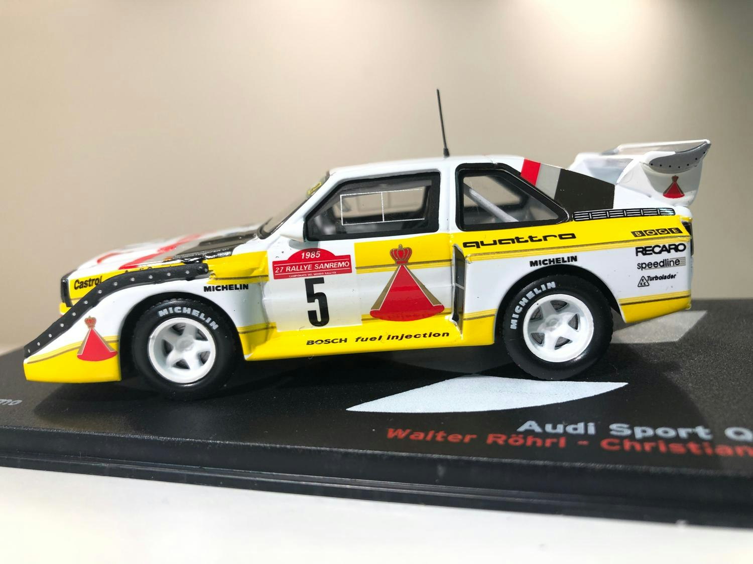 Skala 1/43 AUDI SPORT QUATTRO E2 Rally San Remo 1985, Walter Röhrl
