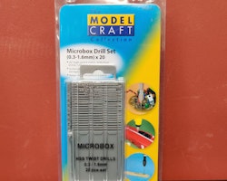 Mikroborr-set Microbox Drill set 20 st kvalitets HSS-borr (0,3-1,6mm) från ModelCraft