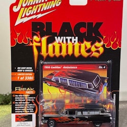 Skala 1/64 Cadillac Ambulance 59' m Flames fr Johnny Lightning - Street Freaks