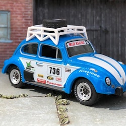 Skala 1/64 Volkswagen Beetle 70' Rally #736 m takräcke från Johnny Lightning