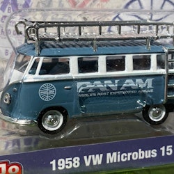 Skala 1/64 -58 Volkswagen Microbus 15 Window USA & Trailer  "Pan Am" fr M2