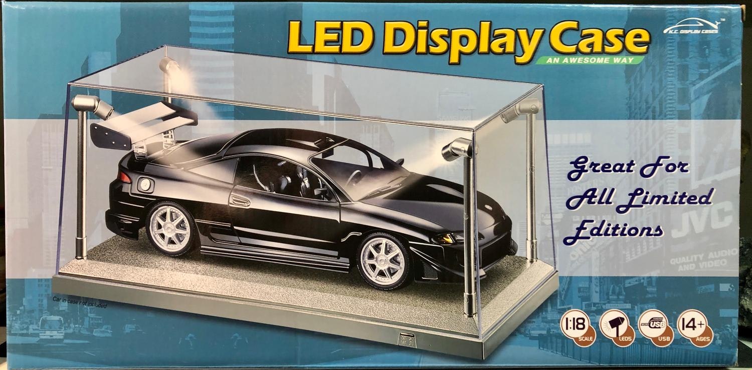 Skala 1/18 STORSÄLJARE! Display Case med LED belysning för modellbilar, Silver