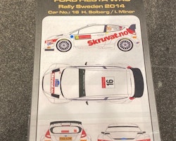 Skala 1/24, Dekalset till Ford Fiesta WRC Rally Sweden 2014 fr MF-Zone