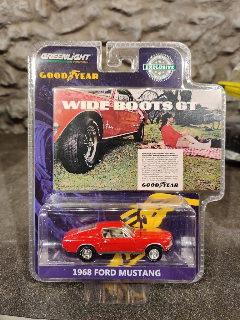 Skala 1/64 - Ford Mustang 1968 Goodyear Wide Boots GT fr Greenlight