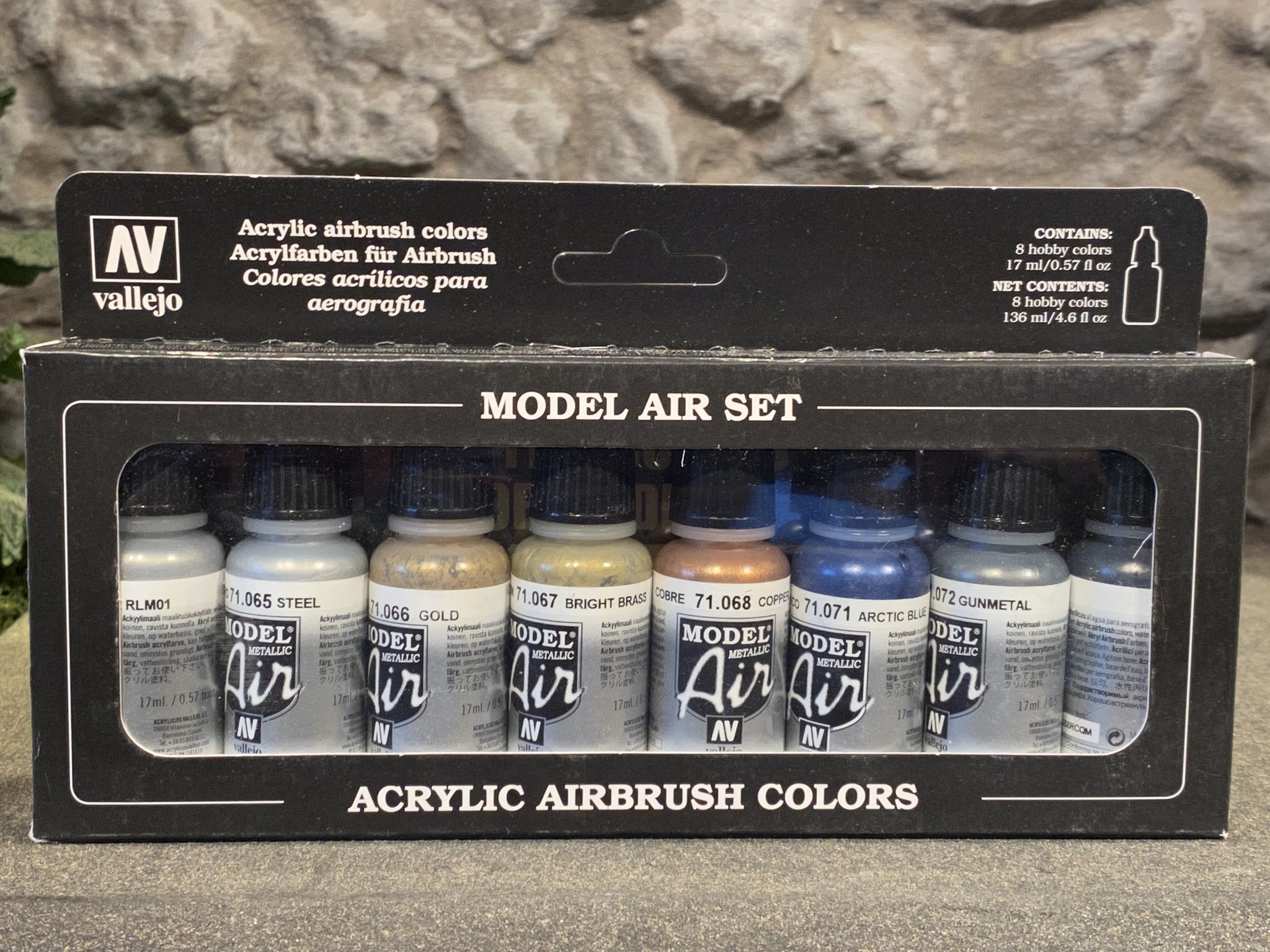 Vallejo Model Air Set, Färg: Metallic Color Pack 8 flaskor á 17ml, 71176