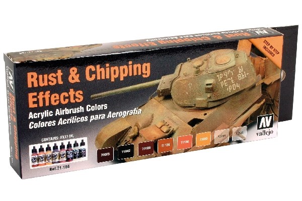 Vallejo Model Air Set, Färg: Rust & Chipping Effects Set 8 flaskor á 17ml, 71186