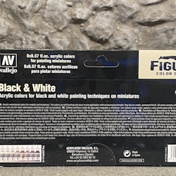 Vallejo Model Air Set, Färg: Black & White Set 8 flaskor á 17ml, 70151