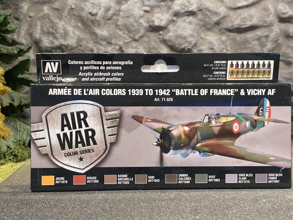 Vallejo Model Air Set, Färg: Allierade 39-42 Battle of france Set 8 flaskor á 17ml, 71626