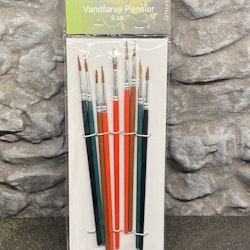 Vattenfärgs-pensel-set med 9 olika, Syntetiska, Stl Pensel 1,3,5,7,9,11 från Artino
