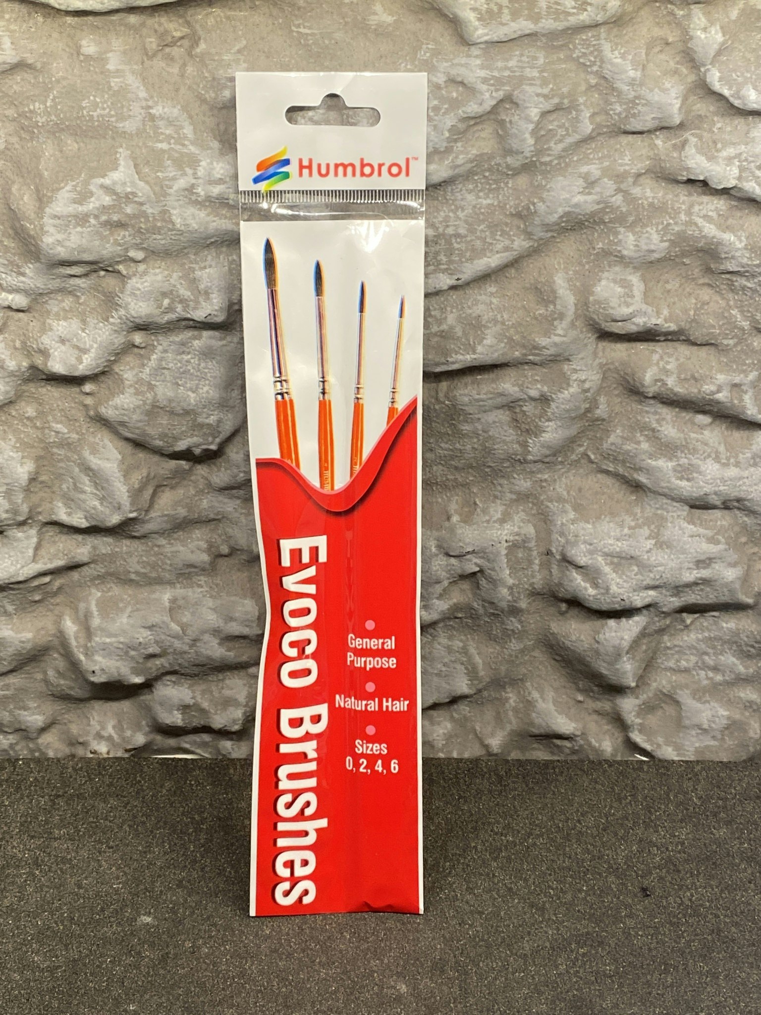 Evoco Brushes - Pensel-set med 4 olika, Naturhår, Stl Pensel 0, 2, 4, 6 från Humbrol