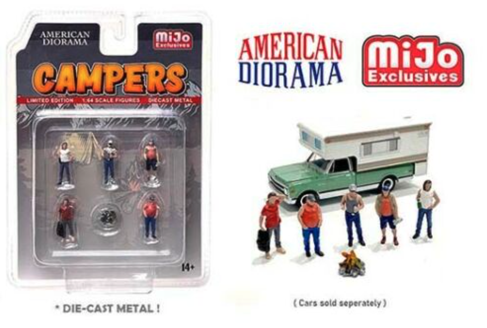 Skala 1/64 Figurer "Campers" - 5 figurer + Brasa - American Diorama MiJo